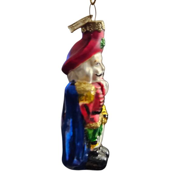 Christopher Radko Nutcracker Ornament Red Blue Gold 3” Glass Poland Paint Chips - Picture 3 of 6